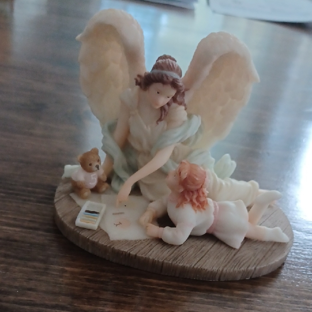 Seraphim Angel Figurine with Child and Teddy Bear